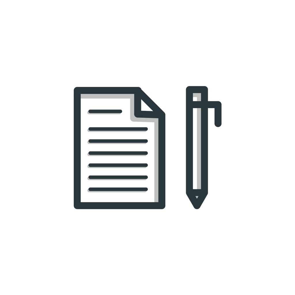 Man sieht einen Stift und ein Blatt Papier